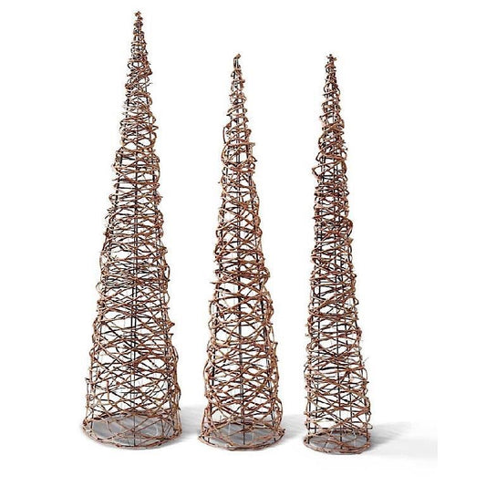 Nesting LED Lighted Grapevine Topiaries