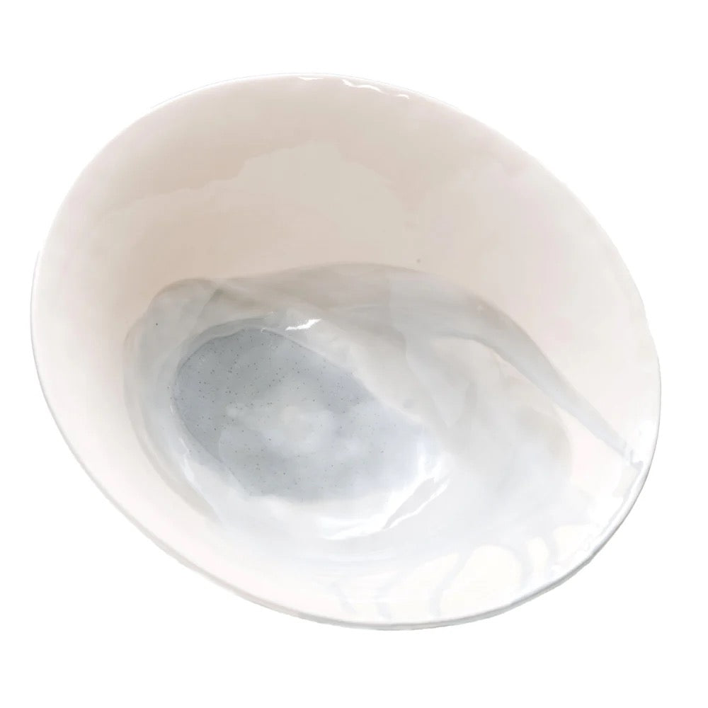 Splash Ceramic Serving Bowl Large Gray/White