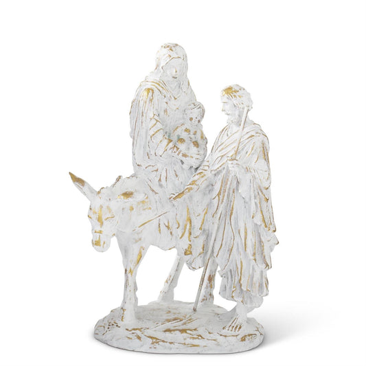 Joseph w/Mary Riding White w/Gold Resin