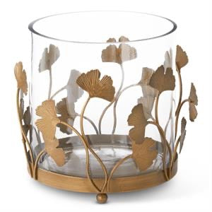 Gold Metal Ginkgo Framed Container