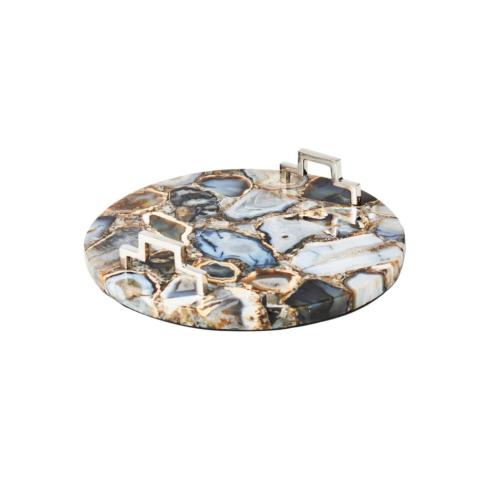 Agate Round Multi-Color Tray