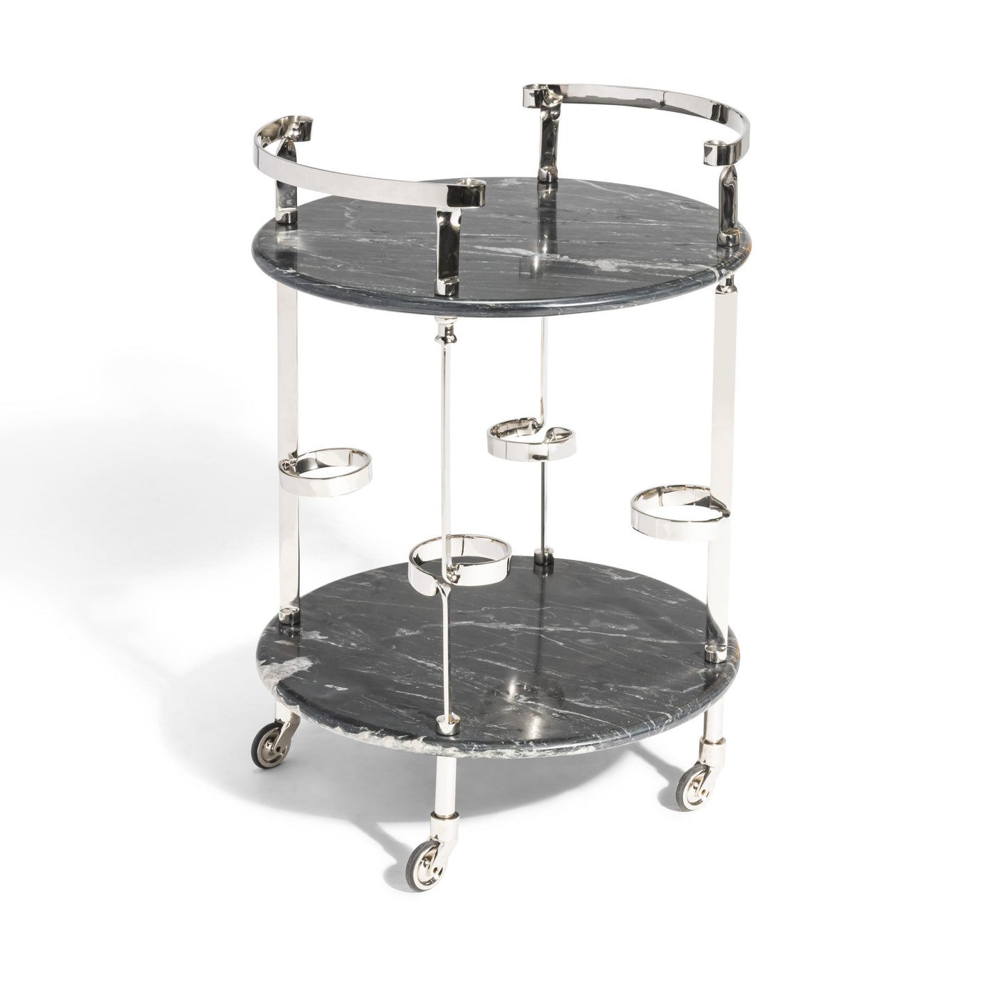 Azure Bar Cart Chrome, Marble & Nickel
