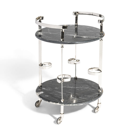 Azure Bar Cart Chrome, Marble & Nickel