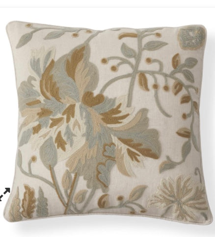 20" Cream Floral Pillow