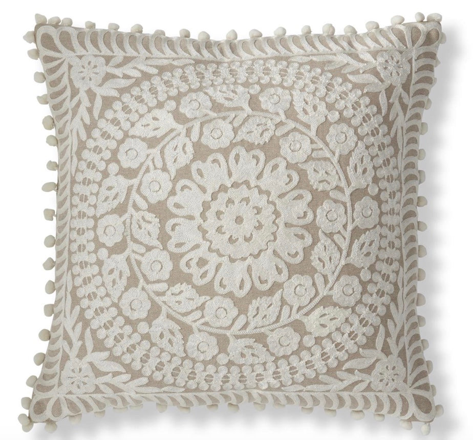 Pom Pom Trin Beige Pillow 20