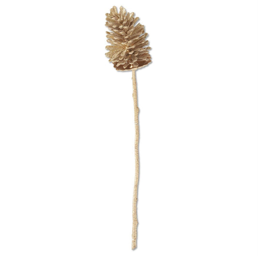 Gold Glittered Pinecone Stem