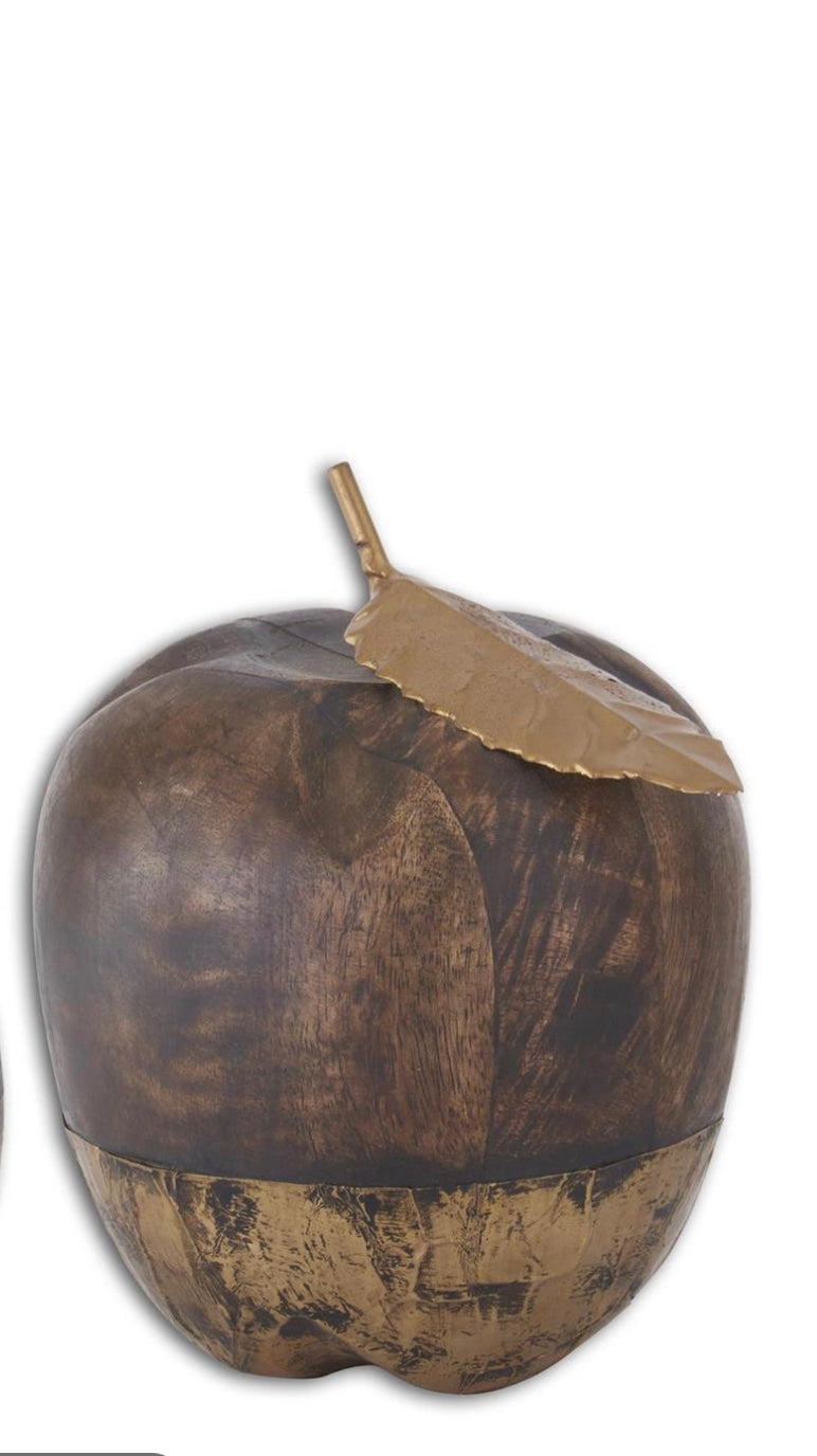Wooden Apple Brass Leaves
