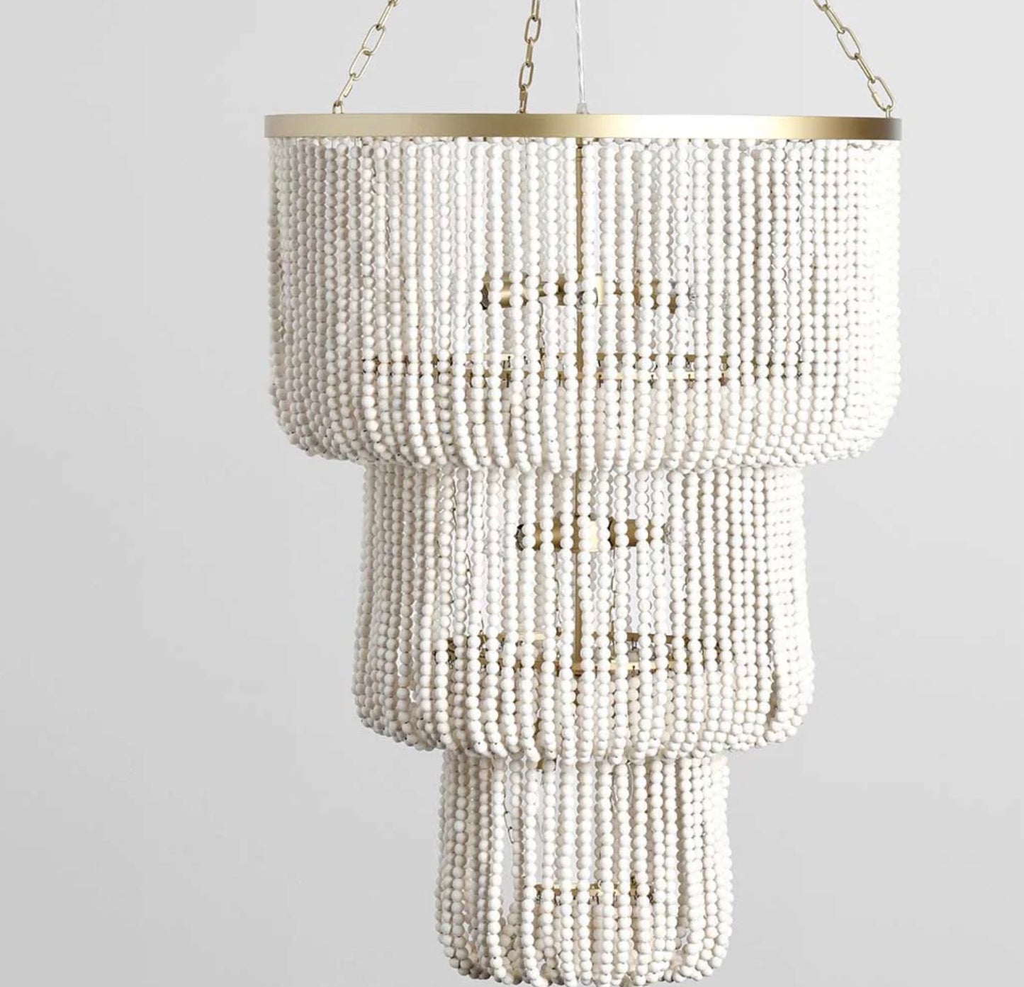 Wood Beaded Chandelier 28W x 28W x 60 D