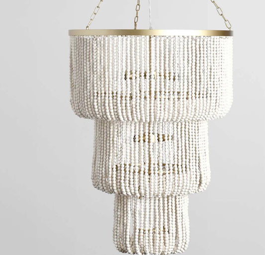 Wood Beaded Chandelier 28W x 28W x 60 D