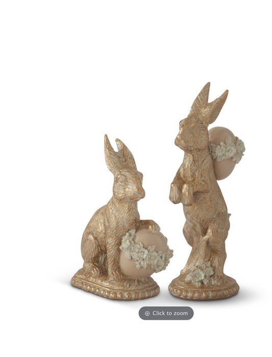 Gold Resin Bunny with Egg