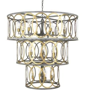 Palace 2-Tiered Chandelier Flat Black/Gold Leaf