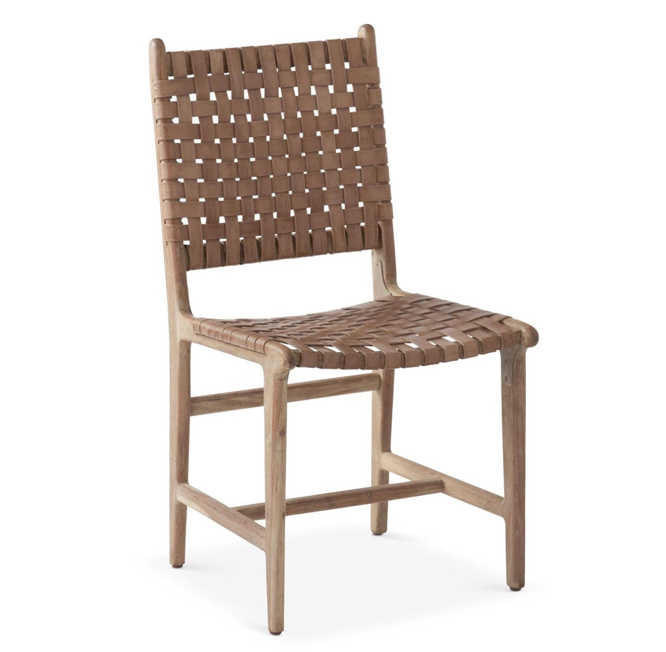 Handcrafted Woven Tan Buffalo Leather Stools