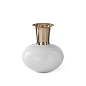 Brass & White Enamel Vase