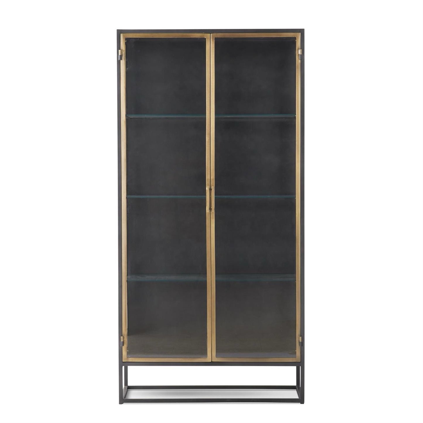 Black Metal & Gold Glass 2 Door Display Cabinet