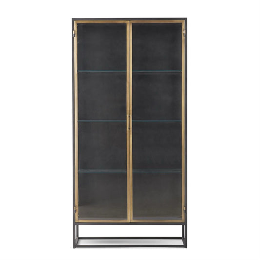 Black Metal & Gold Glass 2 Door Display Cabinet