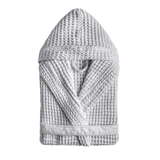 Aura Bathrobe Hooded Silver Lg.