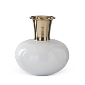 Brass & White Enamel Vase