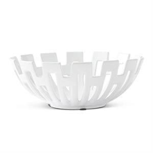 White Glazed Ceramic Cutout Bowl