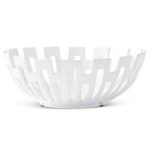 White Glazed Ceramic Cutout Bowl