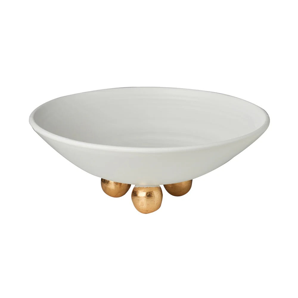 Catalina Footed Plate White w/Gold Feet