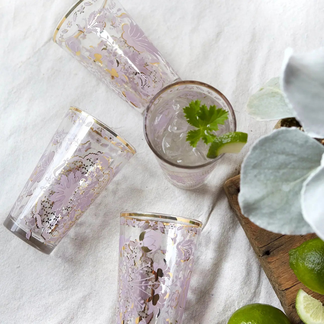 Lilac  Tapestry Tall Glass