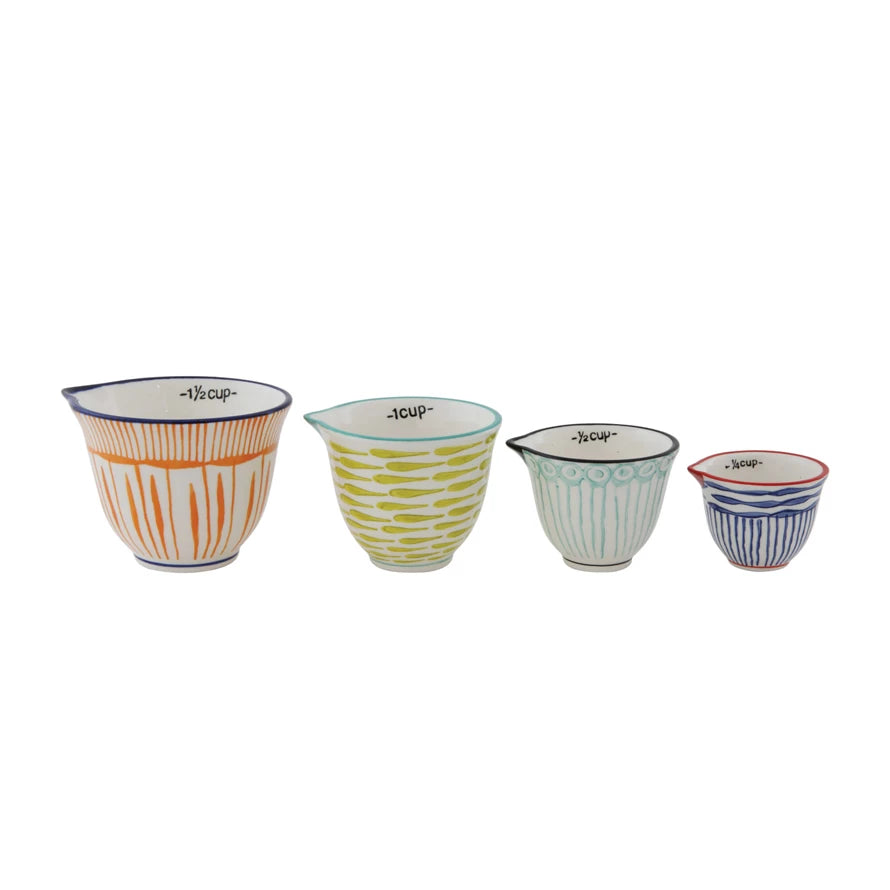 Hand Stamped Measuring Cups w/Strips S/4
