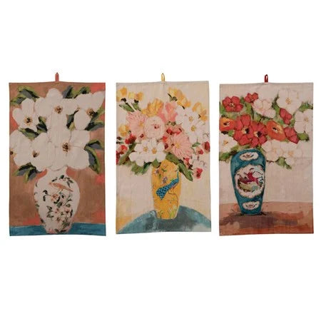 Flower Print Cotton Tea Towels