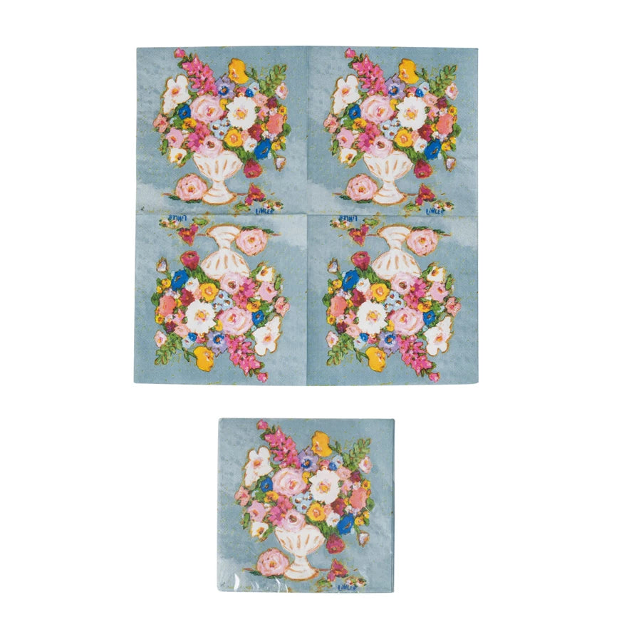 Paper Napkins w/Flower Vase 50 CT