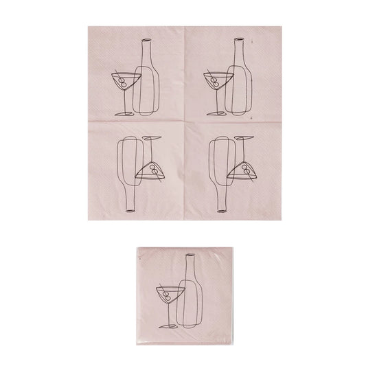 Paper Cocktail Napkins w/Line  Art