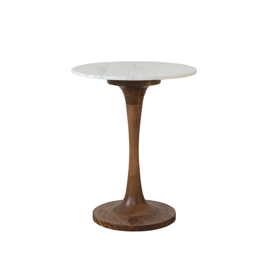 Mango Wood & Marble Tulip Table