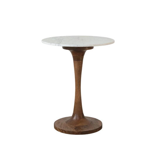 Mango Wood & Marble Tulip Table