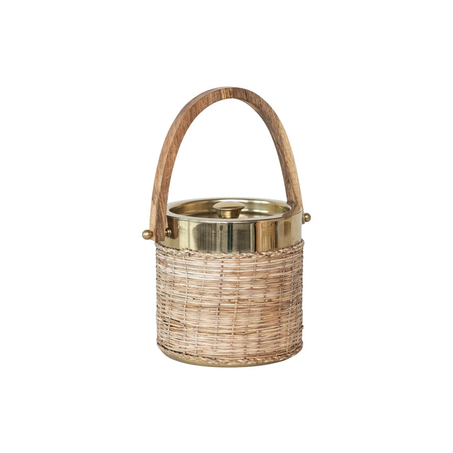 1-1/2 Qt Stainless Steel Woven Rattan Ice Bucket