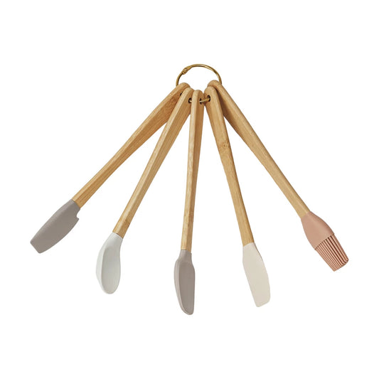 Beach Wood & Silicone Mini Kitchen Utensils