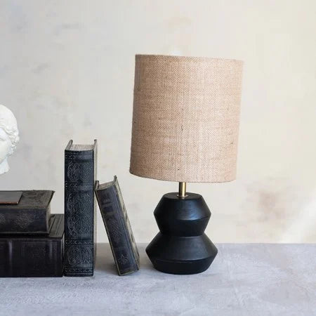 MANGO WOOD TABLE LAMP W/JUTE SHADE