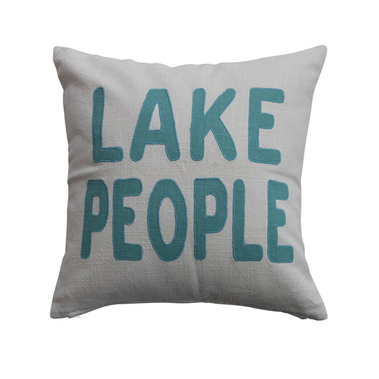 Cotton Pillow Embroidery Lake People